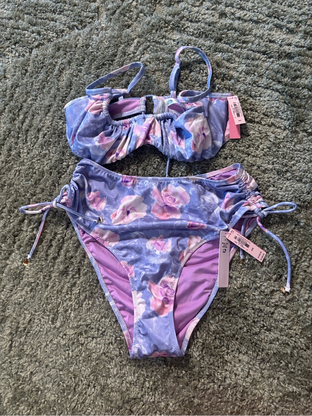 Victoria’s Secret Lavender Floral Ruched Two-Piece Bikini